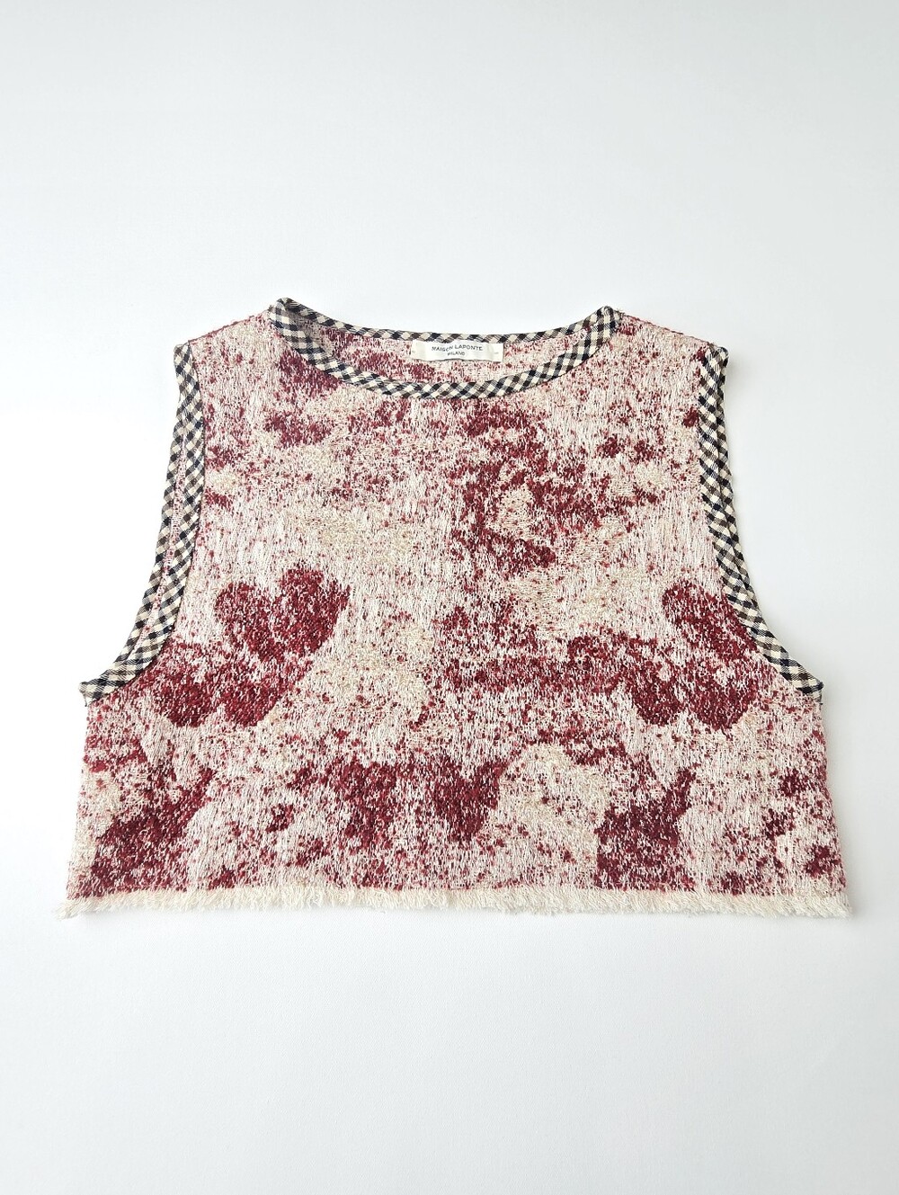 Maison Laponte Milano Abstract Hearts Textured Woven Crop Top Italy 40 US Size S
